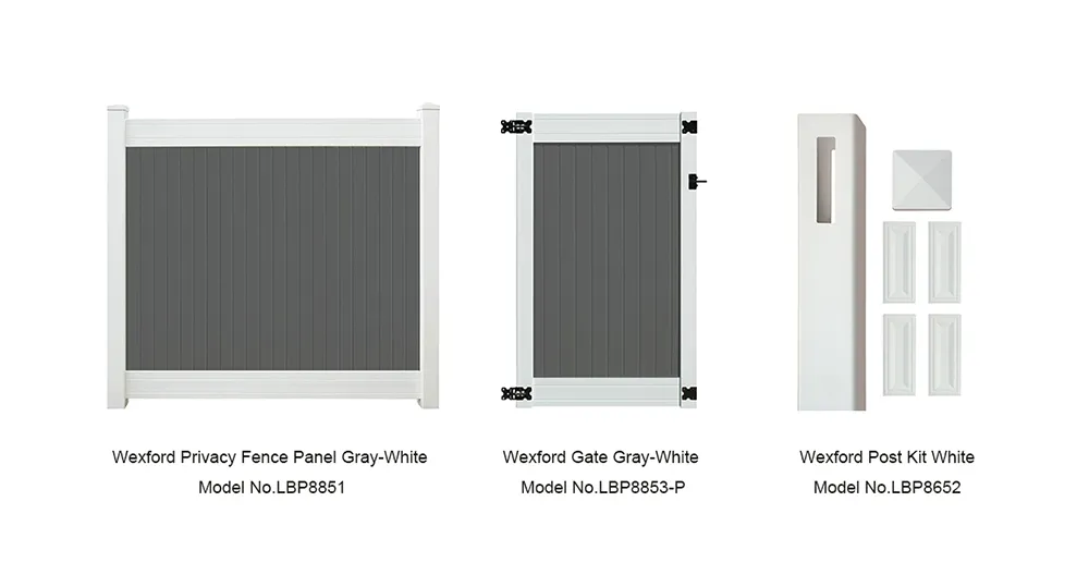 6' x 8' Wexford Privacy Fence Panels and Gate Gray-White image 2