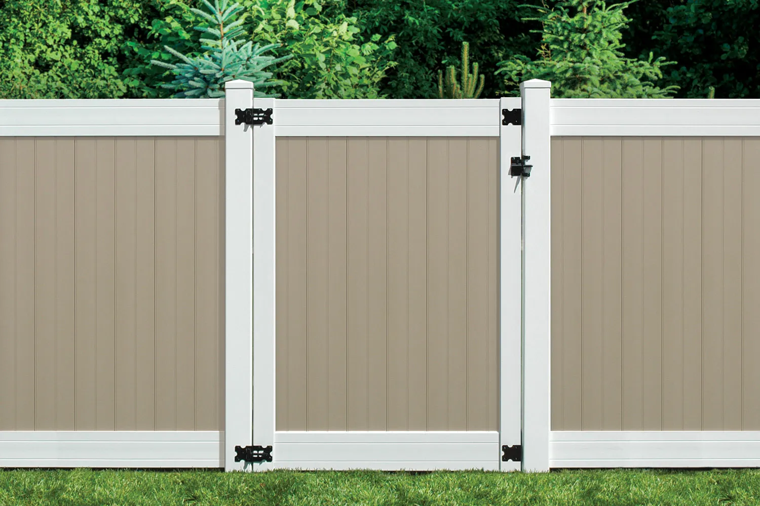 6' x 8' Wexford Privacy Fence Panels and Gate Tan-White image 2
