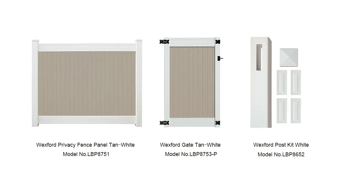 6' x 8' Wexford Privacy Fence Panels and Gate Tan-White image 3