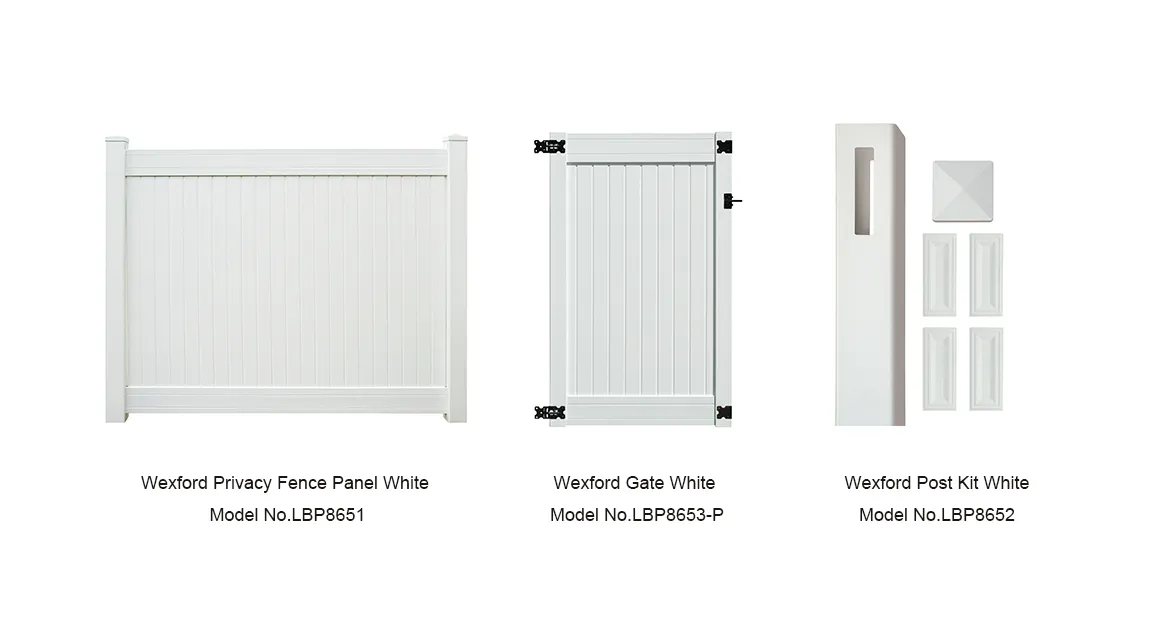 6' x 8' Wexford Privacy Fence Panels and Gate White image 2