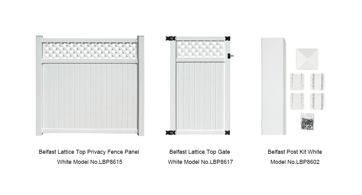 6' x 6' Belfast Lattice Top Privacy Fence Panels and Gate White image 1