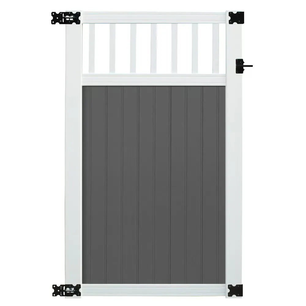 6' x 6' Belfast Spindle Top Privacy Fence Panels and Gate Gray-White image 4