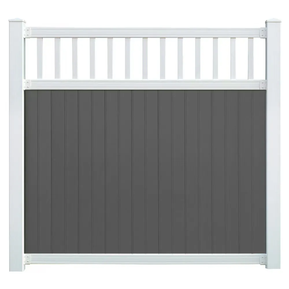 6' x 6' Belfast Spindle Top Privacy Fence Panels and Gate Gray-White image 5