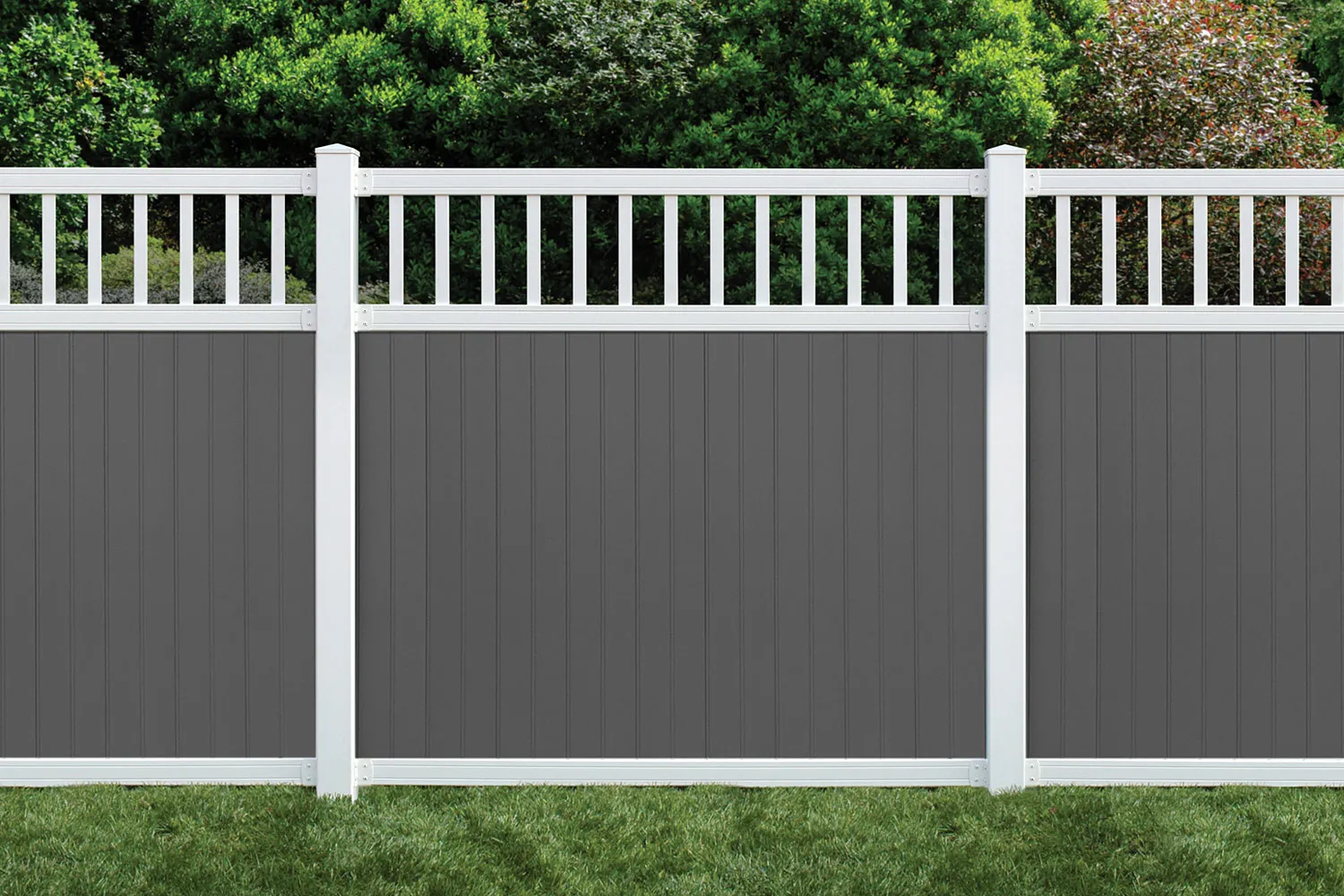 6' x 6' Belfast Spindle Top Privacy Fence Panels and Gate Gray-White image 6
