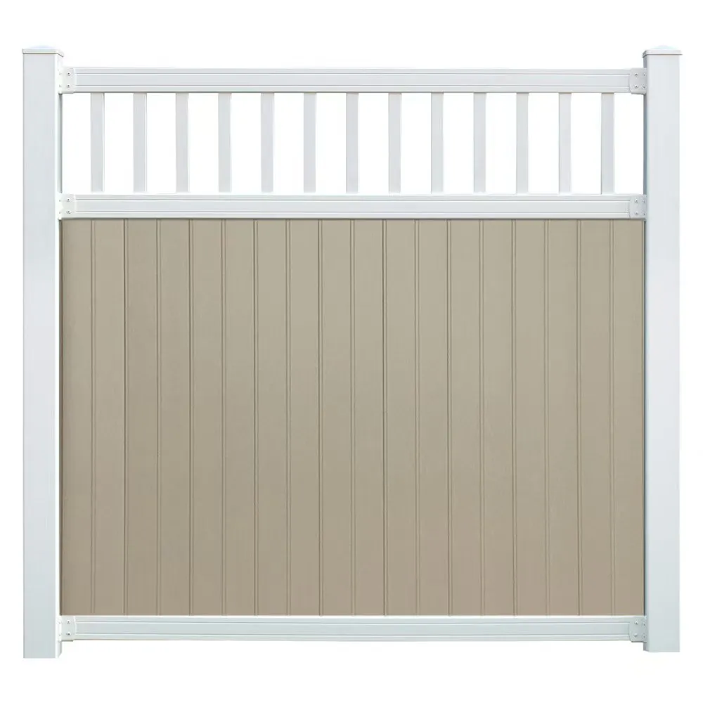 6' x 6' Belfast Spindle Top Privacy Fence Panels and Gate Tan-White image 2