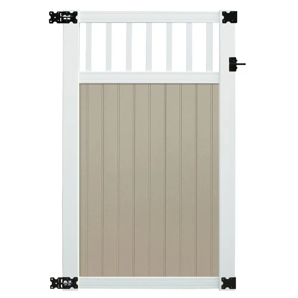 6' x 6' Belfast Spindle Top Privacy Fence Panels and Gate Tan-White image 3