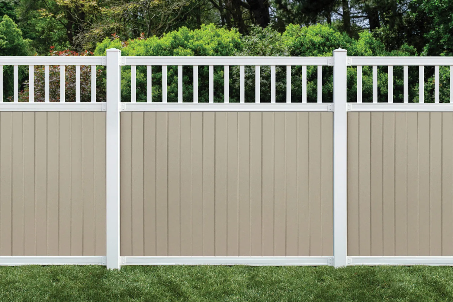 6' x 6' Belfast Spindle Top Privacy Fence Panels and Gate Tan-White image 5