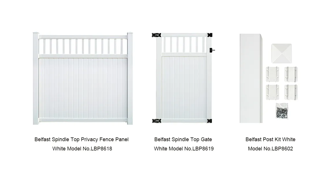 6' x 6' Belfast Spindle Top Privacy Fence Panels and Gate White image 1