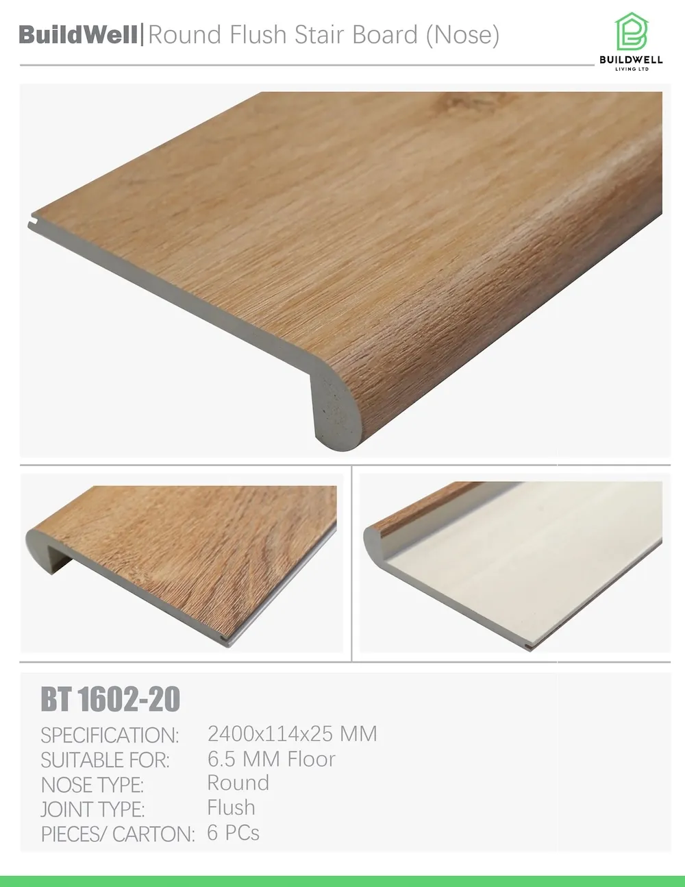 Vinyl Floor Round Nose Honeywood image 1