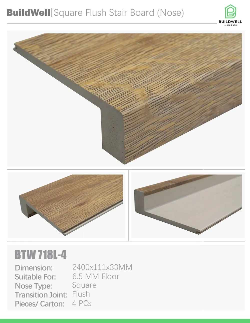 Vinyl Floor Square Nose Oak image 1