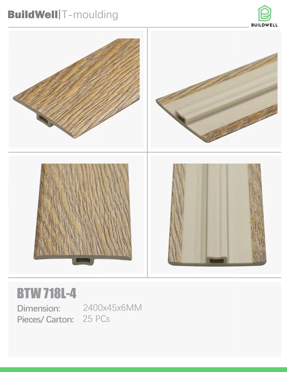 Vinyl Floor T-Moulding Oak image 1