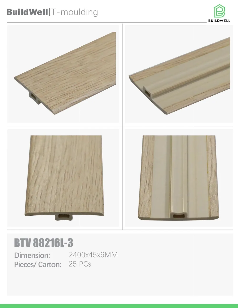 Vinyl Floor T-Moulding Glacier Mist image 1