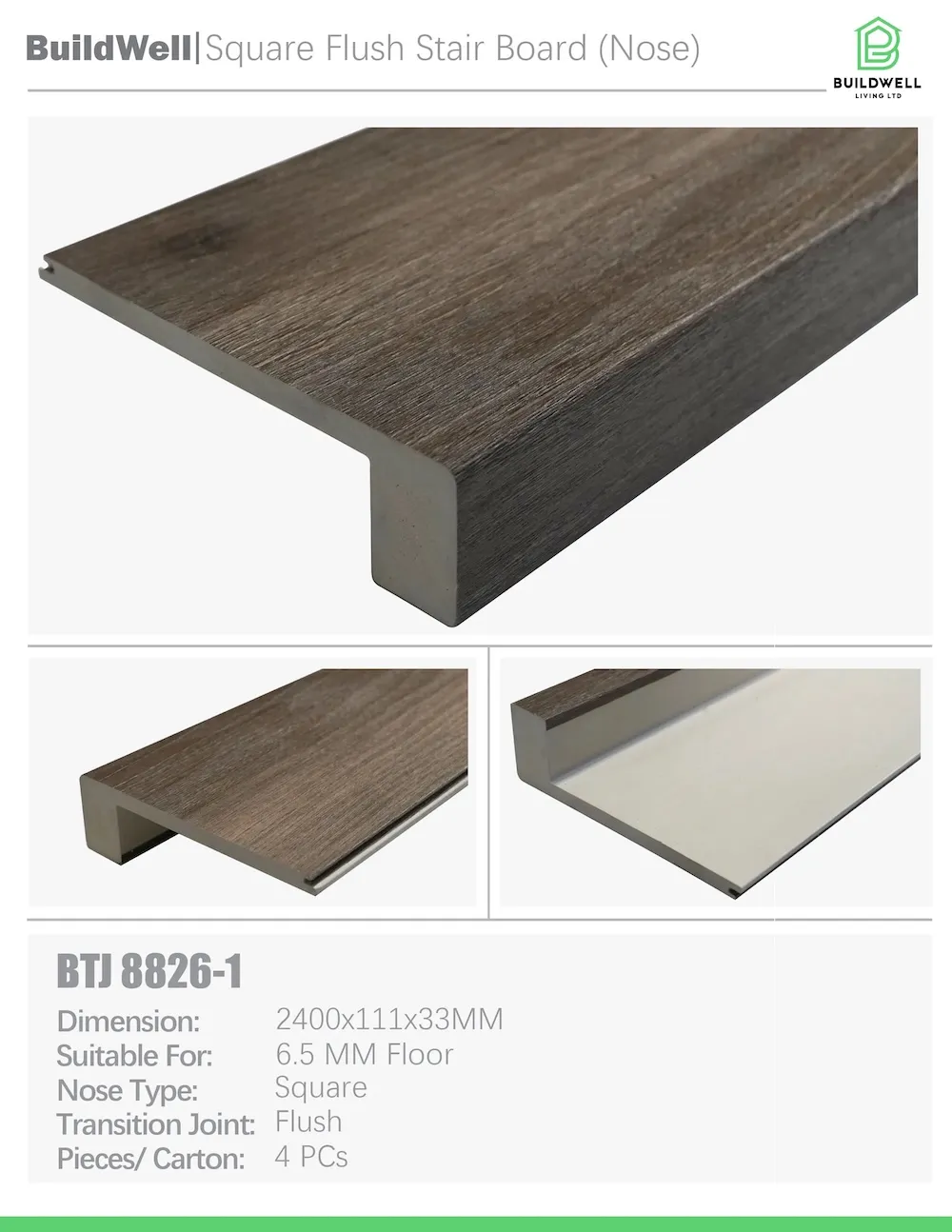 Vinyl Floor Square Nose Weathered Timber image 1