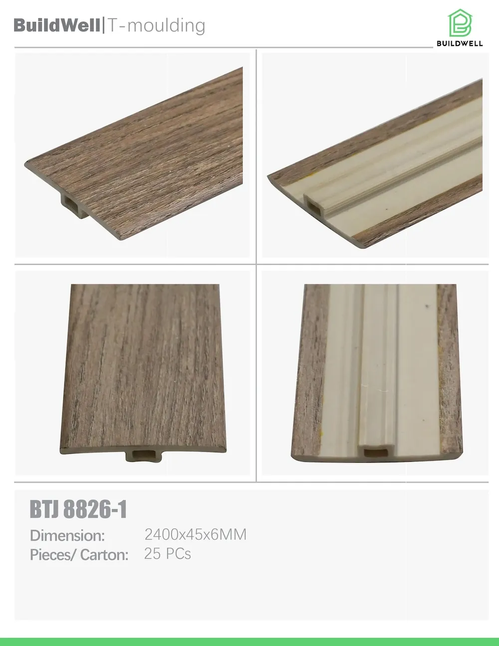 Vinyl Floor T-Moulding Weathered Timber image 1